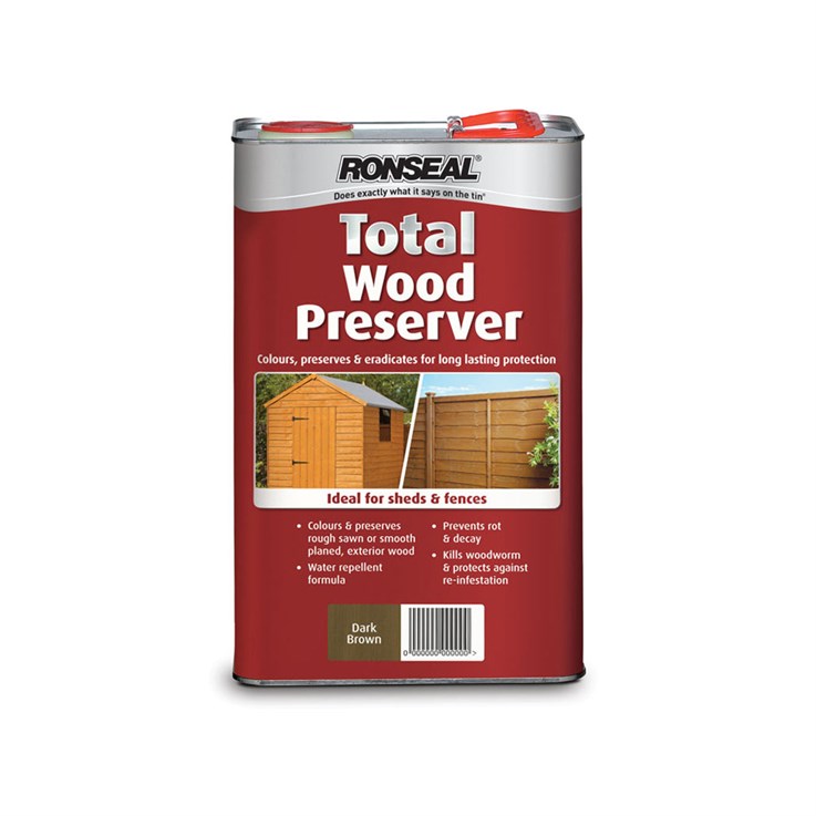 Ronseal Total Wood Preserver Dark Brown 5Ltr